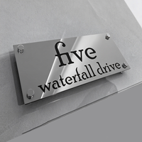 Plaque de nom en acier inoxydable, finition miroir argentée, personnalisable, en gros, cadeau d'entreprise, trophée, accessoires