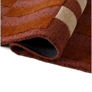 Modern Rust Geometric Area Rug Hand Tufted Textured Pattern Premium Wool Carpet Contemporary Living Room Bedroom <b>Floor</b> Decor Mat - Product Image 5