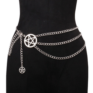 โซ่คาดเอวรูปดาวห้าแฉกสไตล์เรโทร หลายชั้น ทำจากโลหะผสมสังกะสี สำหรับงานปาร์ตี้ เครื่องประดับแฟชั่น - Product Image 1