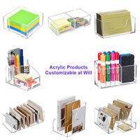 Support de bureau multifonctionnel moderne en acrylique transparent personnalisé pour crayons et stylos, présentoir, support de téléphone, organisateur de bureau à 2 niveaux de 3 mm