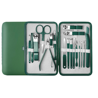 Ensemble professionnel de manucure et pédicure en acier au carbone, kit de toilettage de voyage, boîte de soin des ongles portable 18 pièces