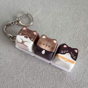 Porte-clés anti-stress en PBT imprimé par sublimation, motif chat à 3 touches, pour clavier, transfrontalier - Product Image 3