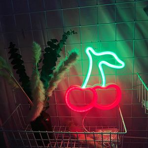 Cerise <span class=keywords><strong>LED</strong></span> enseigne au néon USB Rechargeable suspension lumière décoration murale cerises mignonnes pour chambre d'enfant fête cadeau IP néon lumière noël - Product Image 6