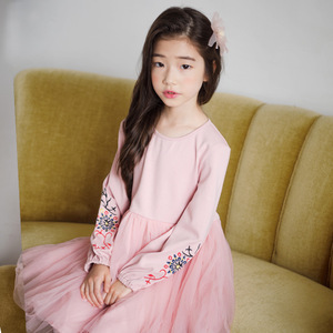 ชุดเดรสเด็กผู้หญิงปักลายพองฟูทันสมัยแบบใหม่ สีชมพู จากจีน - Product Image 4