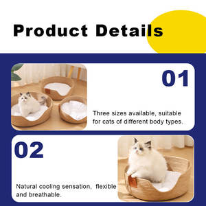 Doğal Rattan Pet yatak yuvarlak sepet nefes Pet Rattan kanepe yuva ped Mat yastık yavru köpekler kediler ile yatak - Product Image 4