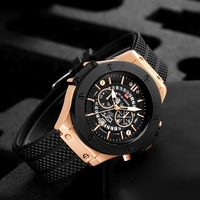 Montre-bracelet étanche pour homme VAVAVOOM avec calendrier, design squeletté, fonctions sportives transfrontalières, grand cadran double
