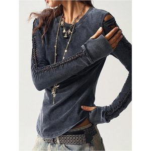 เสื้อถักแขนยาวผู้หญิงแบบเว้าคอ ทรงหลวม สไตล์วินเทจ ลำลอง - Product Image 1