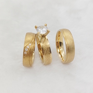 Coniuge Partner 3 pezzi anelli di fidanzamento nuziale set da sposa per uomo e donna gioielli placcati in oro 18k - Product Image 1