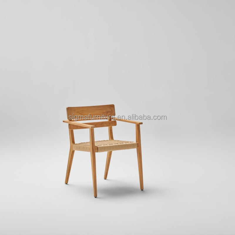 Modern Furniture Armchair Outdoor Use Solid Teak Wood Frame High End Dining Chair