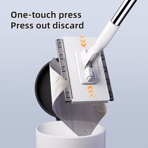 Mini facile à utiliser plat jetable en microfibre vadrouille fenêtre paresseux poussière essuyer avec poteau en acier serviette en papier tête remplacement tissu Non tissé - Product Image 5