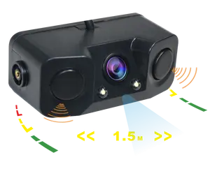 BiBi报警器3合1高清1080P视频停车传感器汽车倒车倒车后视摄像头，带2个雷达探测器传感器