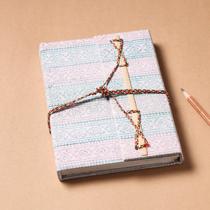 Sustainable Handmade Paper Notebook with Fabric Cover & Thread Lock <b>Writing</b> & Sketch <b>Journal</b> - Product Image 1