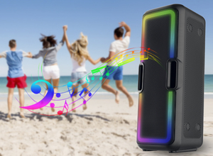 Binko Dual 6.5 pouces, haut-parleur portable pour karaoké, sans fil, FC BT, DJ, lecteur <span class=keywords><strong>CD</strong></span>, boombox avec double haut-parleur basse, lumière LED - Product Image 2