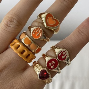 Кольцо с красной эмалью, огненной вишней - Product Image 3