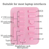 Lot de 16 bouchons anti-poussière en silicone colorés pour ordinateur portable, protection USB et interface RJ45, étanche