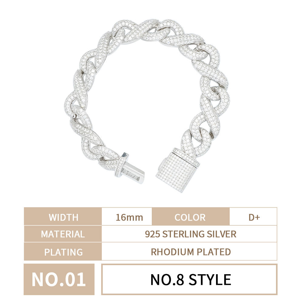 16mm No. 8 Style White Gold Plated