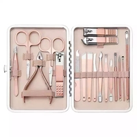 Ensemble d'outils de manucure professionnels en acier inoxydable, coupe-ongles en or rose, offre spéciale