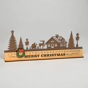 2025 Wooden <b>Christmas</b> Countdown Calendar Decor Reindeer Village Gift <b>Box</b> Style Tabletop Display Ornament Holiday Wood Sign - Product Image 5