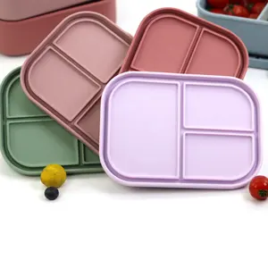 Bpa Free Biodegradable Eco Friendly Reusable Baby Snack Food Storage Container Silicone Lunch Bento Box For Kids