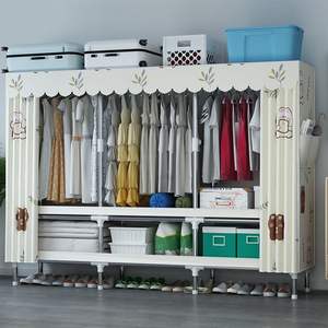 Armario sencillo rectangular con puertas abatibles de tela no tejida, organizador de ropa extraíble tipo armario independiente para dormitorio y uso doméstico. - Product Image 2