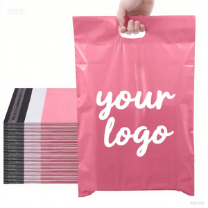 Buste Postali in Plastica Biodegradabile Rosa Personalizzate per Spedizioni Commerciali, 10x13 con Manico Fustellato - Product Image 2