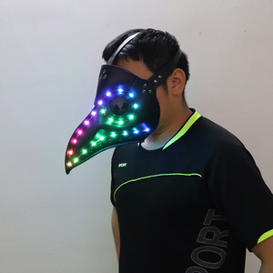 قناع LED من نوع بو بو بو بو أسود على شكل منقار لحفلة الهالوين القوطية بألوان كاملة مضيء للحفلات التنكرية طبيب الموت الشرقي بفم طائر كلاسيكي رائع - Product Image 3