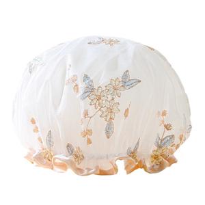 Bonnet de Douche Double Couche Épais Imperméable Brodé à la Main, Masque Capillaire, Produit de Bain Domestique - Product Image 1