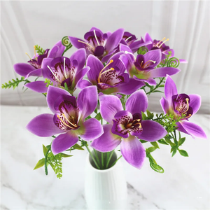 10 Pièces/Bouquet d'Orchidées Artificielles Blanches en Soie pour DIY, Mariage, Décoration de Chemin, Maison, Bureau, Vase, Accessoires, Fausses Fleurs - Product Image 4