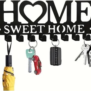 Home Sweet Home <b>Wall</b> <b>Hooks</b> Key <b>Rack</b> Novelty Storage Organizer Rectangle Shape <b>Wall</b> Mounted Type - Product Image 5