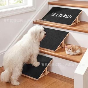 Rampa para mascotas, escalera de madera para subir escaleras, 16x12 pulgadas, para perros y gatos, plegable, ángulo ajustable - Product Image 1