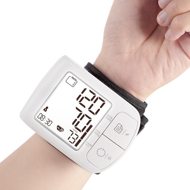 TRANSTEK Portable Digital Bp Machine Wrist Blood Pressure Meter Monitor Adjustable Wrist Cuff BP Testing Machine with Ba