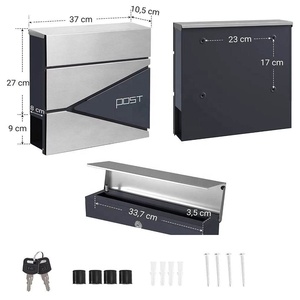 Kim loại ngoài trời hộp thư với khóa chính và chủ báo hộp thư lớ<span class=keywords><strong>n</strong></span> với hộp gợi ý để bá<span class=keywords><strong>n</strong></span> - Product Image 2