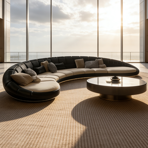 Canapé italien de luxe, canapé moderne incurvé, canapé de luxe en tissu rembourré, réception, hall d'hôtel, salon, mobilier commercial - Product Image 3