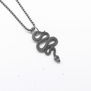 Collar con Colgante de Serpiente Venenosa y Feroz yunnique, de Acero de Titanio, Estilo Retro, Zodiaco, Unisex, Joyería de Moda - Product Image 2