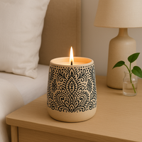 Pot de bougie en céramique de haute qualité pot de bougie personnalisé bohême avec décalcomanie pour pots de stockage nordiques navires bougeoir Premium