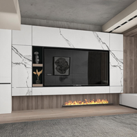 Meuble TV flottant rustique en bois naturel brun foncé, console multimédia et table basse, ensemble moderne pour la maison et le bureau