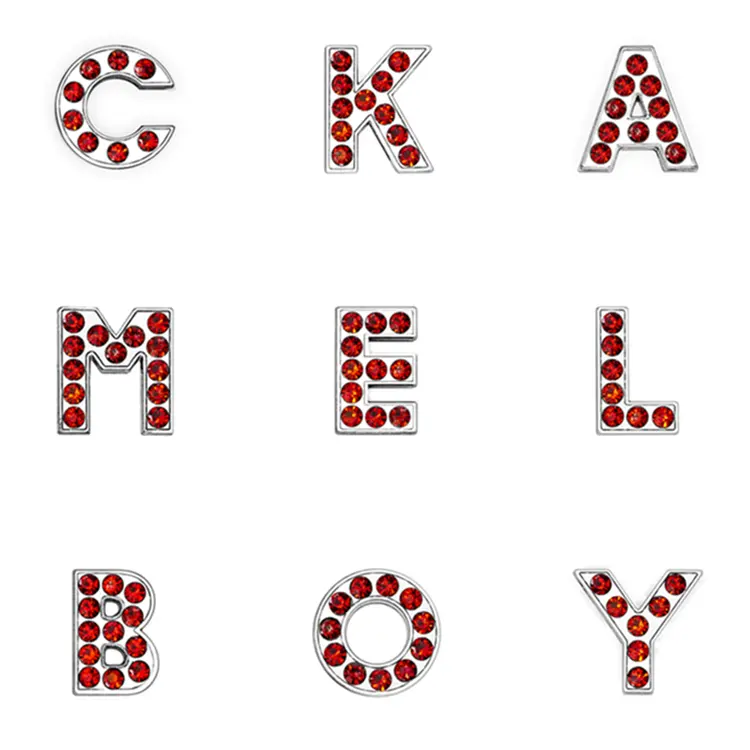 Breloques en métal rouge, 26 lettres de l'alphabet, chaussure de croco pour filles, cadeaux, nom, décoration sur bracelets et chaussures, nouvelle collection