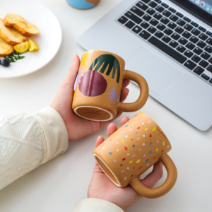 Taza de Oficina de Cerámica Pintada a Mano de Estilo Nórdico Creativo, con Diseño de Dibujos Animados, Personalizable, Reutilizable, Apta para Alimentos, para Fiestas - Product Image 3