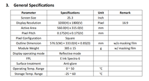 Modul Layar E Ink Spectra 6 25.3'' 25.3 inci Berkualitas Tinggi, Layar Epaer, Panel Layar E Ink Berwarna, Layar E Ink - Product Image 3