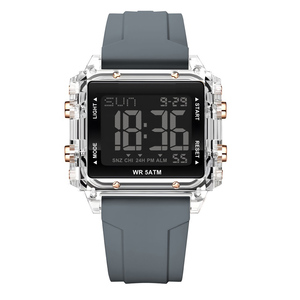 <span class=keywords><strong>Montre</strong></span> sport numérique électronique carrée bon marché à vendre, unisexe, vintage, mode, chronomètre, alarme, bracelet en caoutchouc, mouvement chinois, 5BAR - Product Image 1