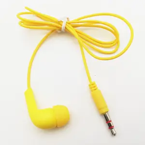 RH-1081 Earphone Mono berkabel sekali pakai 3.5mm, Earphone satu telinga untuk pemandu wisata satu sisi earbud Mono