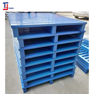 Pallet in acciaio 1000x1000x125mm entrata forcella a due vie completamente impilata 1.5 tonnellate di capacità di carico durevole Pallet in metallo ISO Standard - Product Image 1