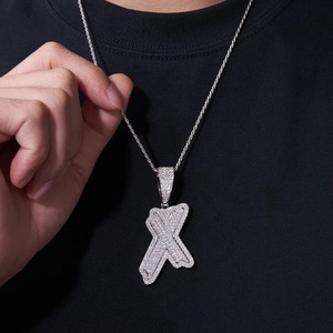 Colgante <span class=keywords><strong>de</strong></span> Moissanita con Letra A-Z, 26 Letras, Certificado GRA, Joyería Hip Hop para Hombre, Plata 925, Color D, VVS - Product Image 4