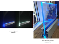 Nouveaux designs de balustrades de balcon en verre sans cadre avec éclairage LED, balustrades en aluminium pour villa