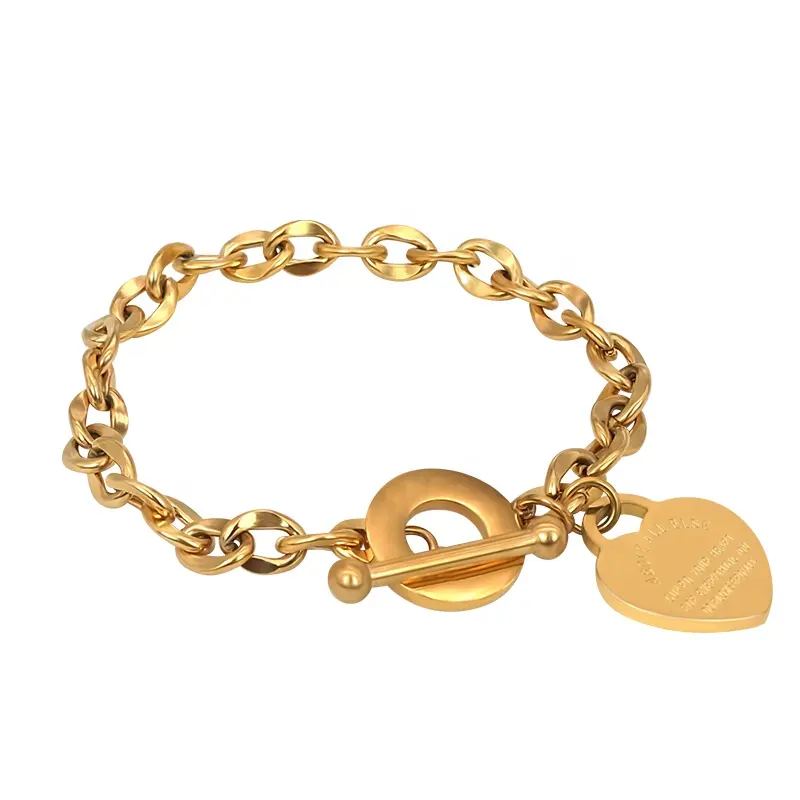 Personalized Monogram Custom Stainless Steel Chain Bracelet Gold Plated 18k Bracelets And Charms