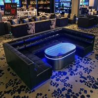 Haut de gamme Bar Lounge Restaurant Light Up Sofa Cafe Bege Conception de sièges de cabine en cuir