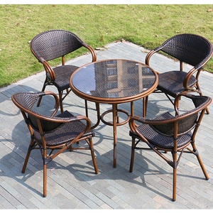 MEIJIA-muebles de exterior, pequeño bistro francés, café sintético, Mimbre negro, sillas de ratán - Product Image 1