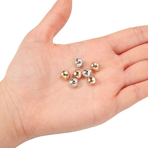 Perles d'espacement CCB 8 mm, rondes, taille brillante, électroplaquées pour la fabrication de bracelets, couleur or et rhodium mélangés - Product Image 2