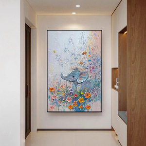 Dipinto a Olio <span class=keywords><strong>su</strong></span> <span class=keywords><strong>Tela</strong></span> Grande Murale Floreale Astratto con Texture 3D Decorazione da Pavimento a Soffitto per Soggiorno e Ingresso - Product Image 4