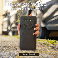 Nouvel étui de luxe 2-en-1 anti-chute en cuir PU noir avec insertion de cartes pour téléphone portable Honor X80Promax